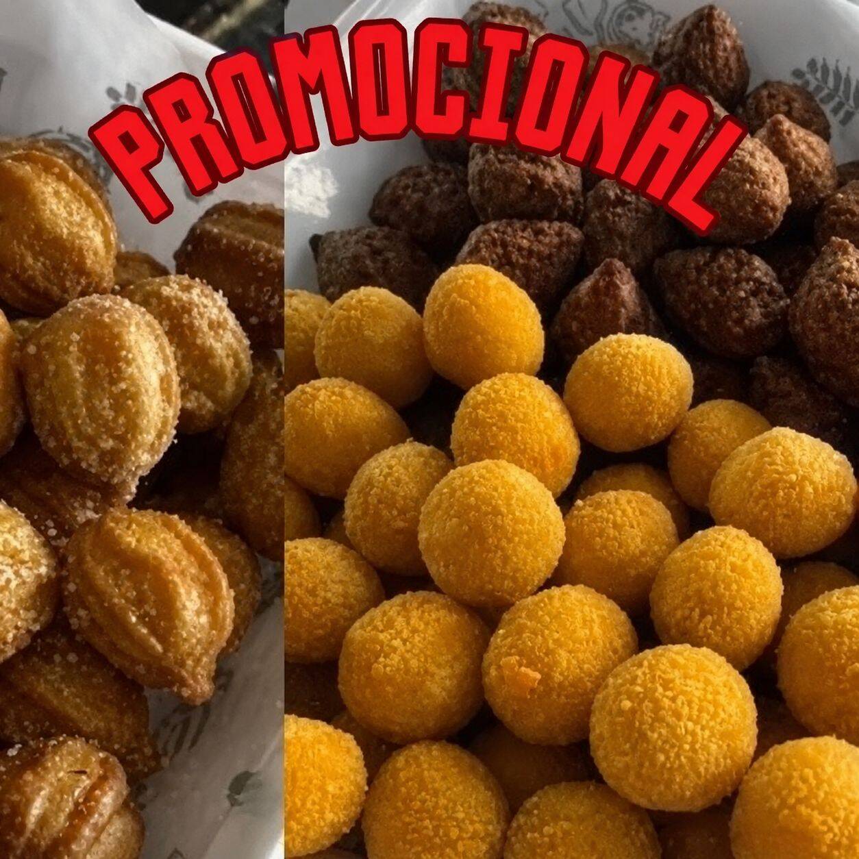 50 Unidades de Mini Salgados 10g e 25 Unidades de Mini Churros