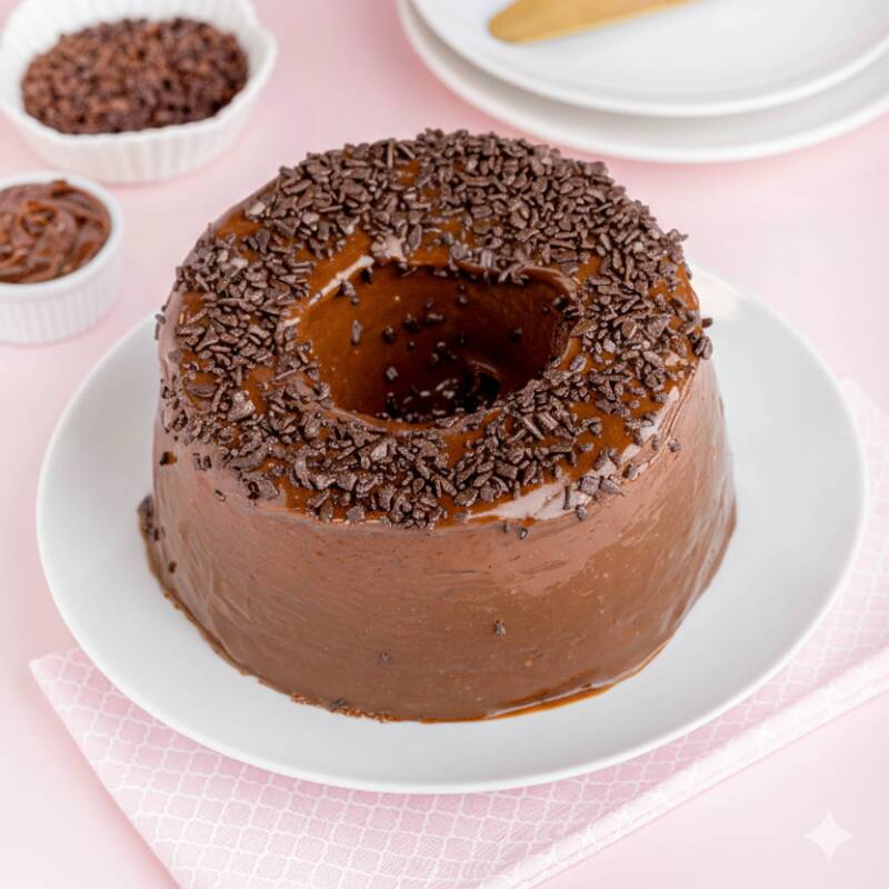 assa fofinha de chocolate, coberta com um irresistível brigadeiro cremoso e finalizada com granulado