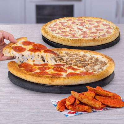 Combo 2 pizzas medianas 1 ing masa original + Papotas