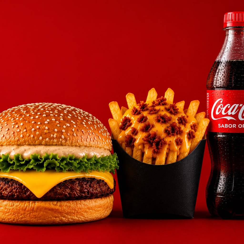 1 Express Burguer Salad (pão gergelim, 150gr carne 100% artesanal, maionese da casa e queijo). + 1 batata c/ cheddar e bacon + 1 coca 600ml