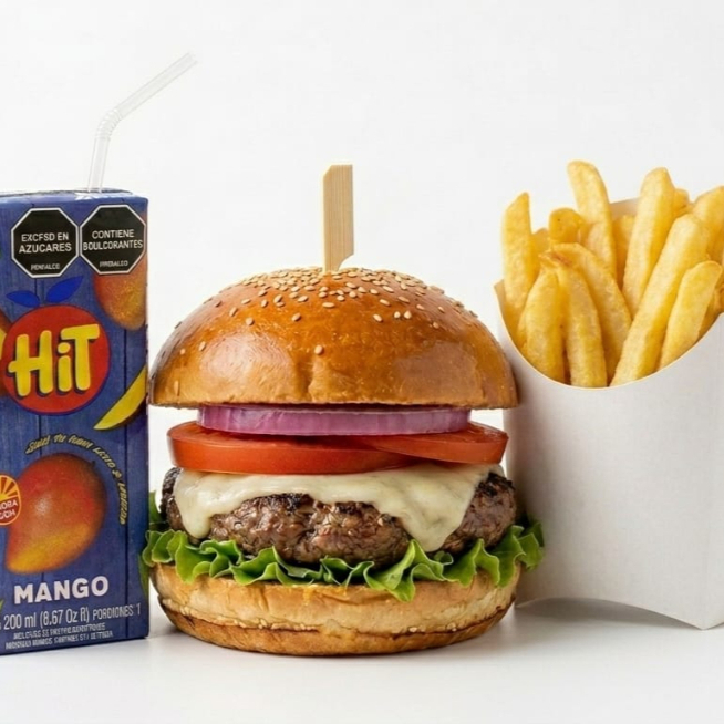 Hamburguesa Clasica+ Papas Francesa+ HIT 200ml