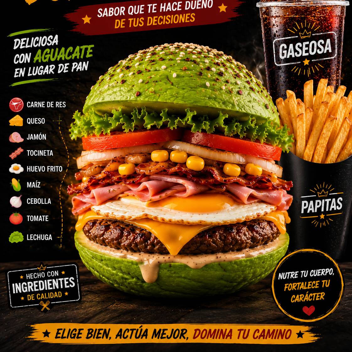 Combo Hamburguesa la Aguacatosa