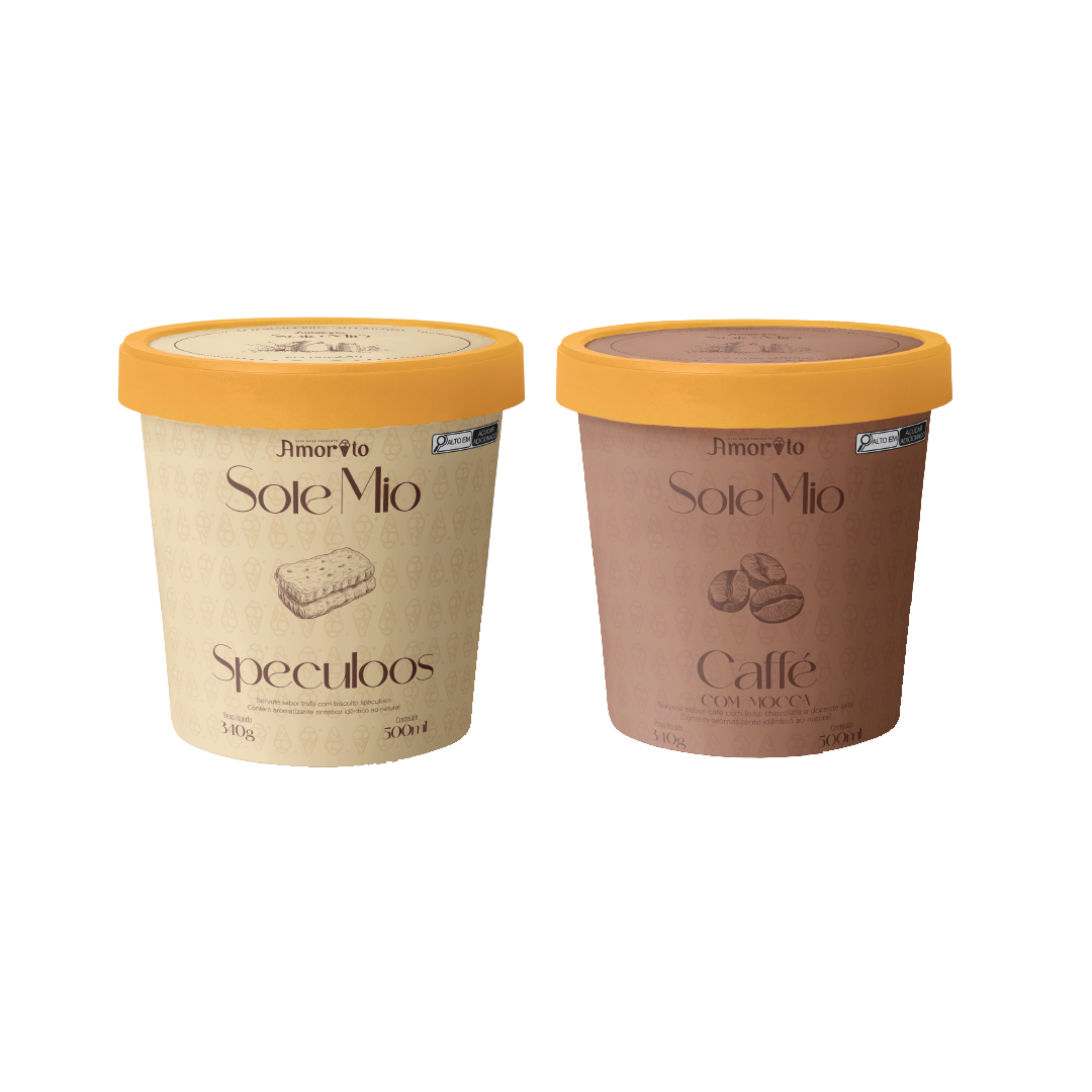 Cada pote contém 500ml.
Sorvete sabor trufa com biscoito Speculoos.
Sorvete sabor café com leite, chocolate e doce de leite.
Uma experiência envolvente, sofisticada e inesquecível