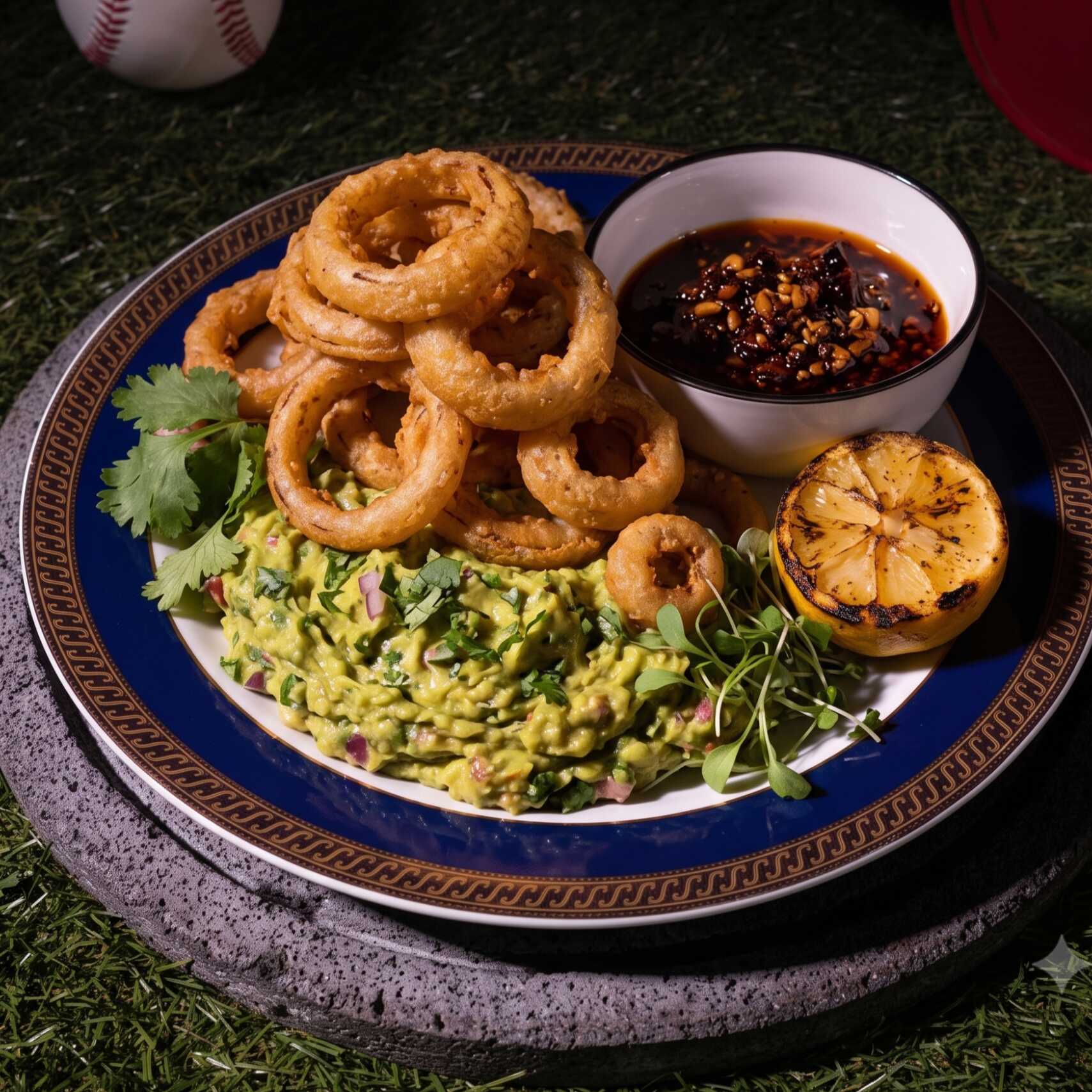 Aros De Cebolla Con Guacamole