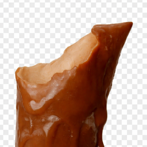 Base de chocolate 50% e com casquinha de chocolate com sabor marcante.