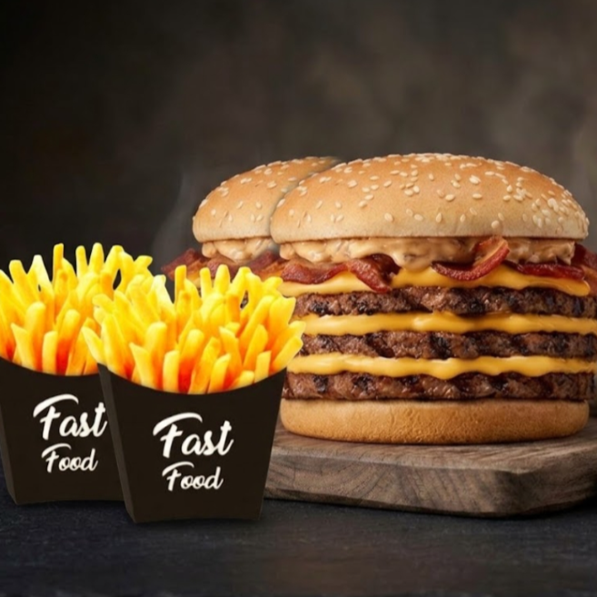 2 triplo x ( triplo x é composto de 3 hambúrguer+ 3 queijos com molho e bacon )+ 2 batata