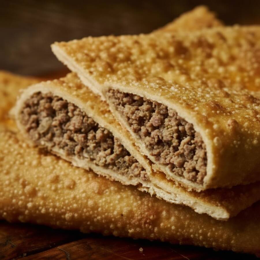 Massa crocante e douradinha recheada com carne moída temperada no ponto certo, refogada com cebola, alho e um toque de cheiro-verde. Um clássico irresistível, perfeito para qualquer hora!