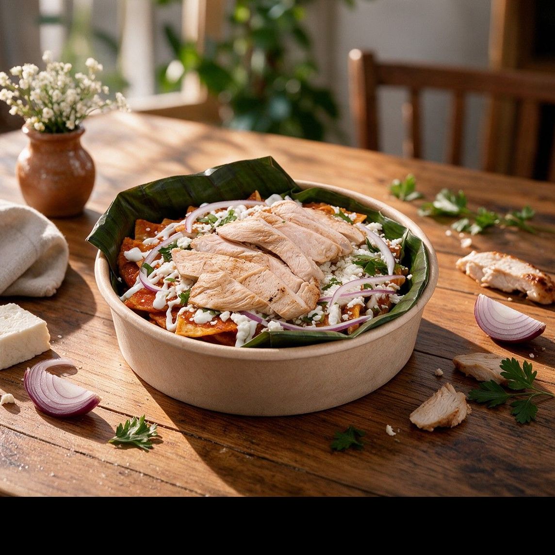 Chilaquiles horneados bowl
