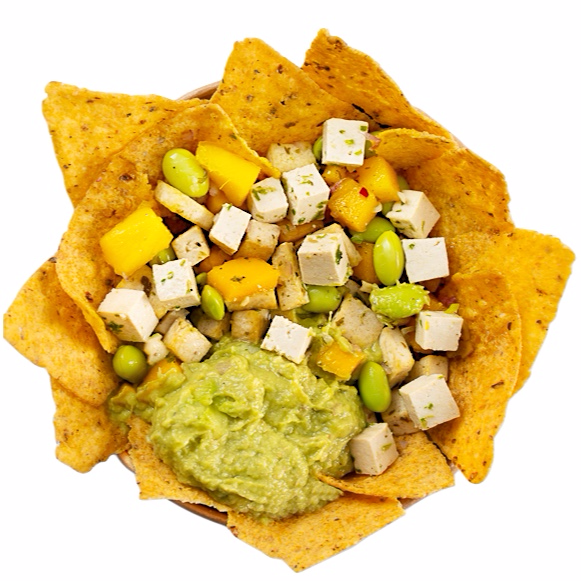 Tofu y Edamames Nacho Bowl