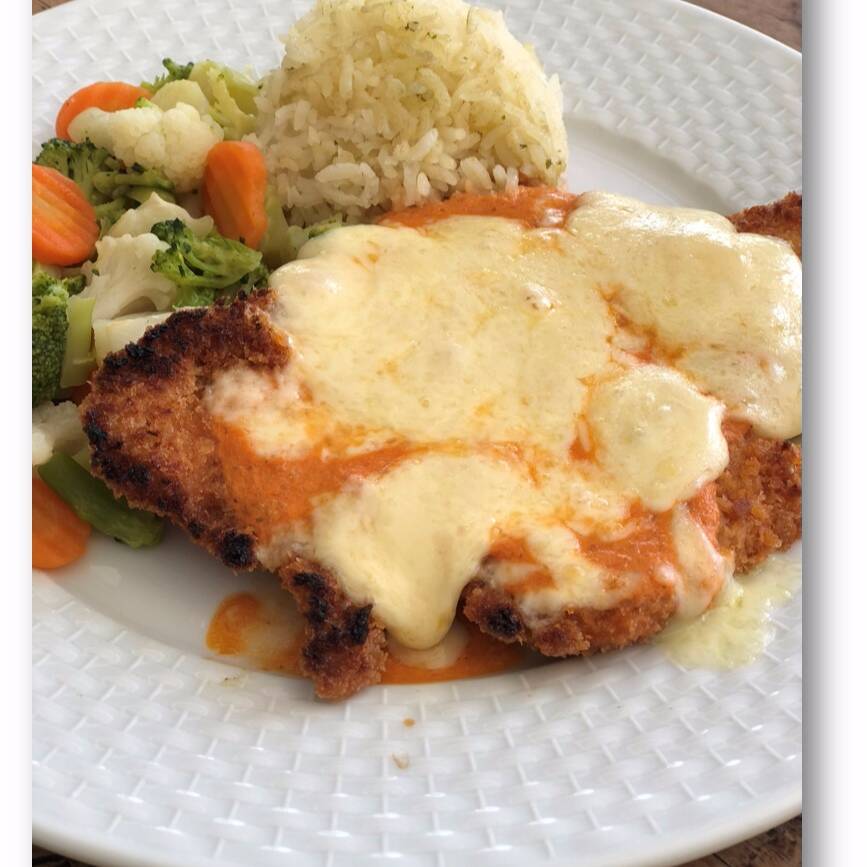 Pollo a la Milanesa con Verduras al Vapor