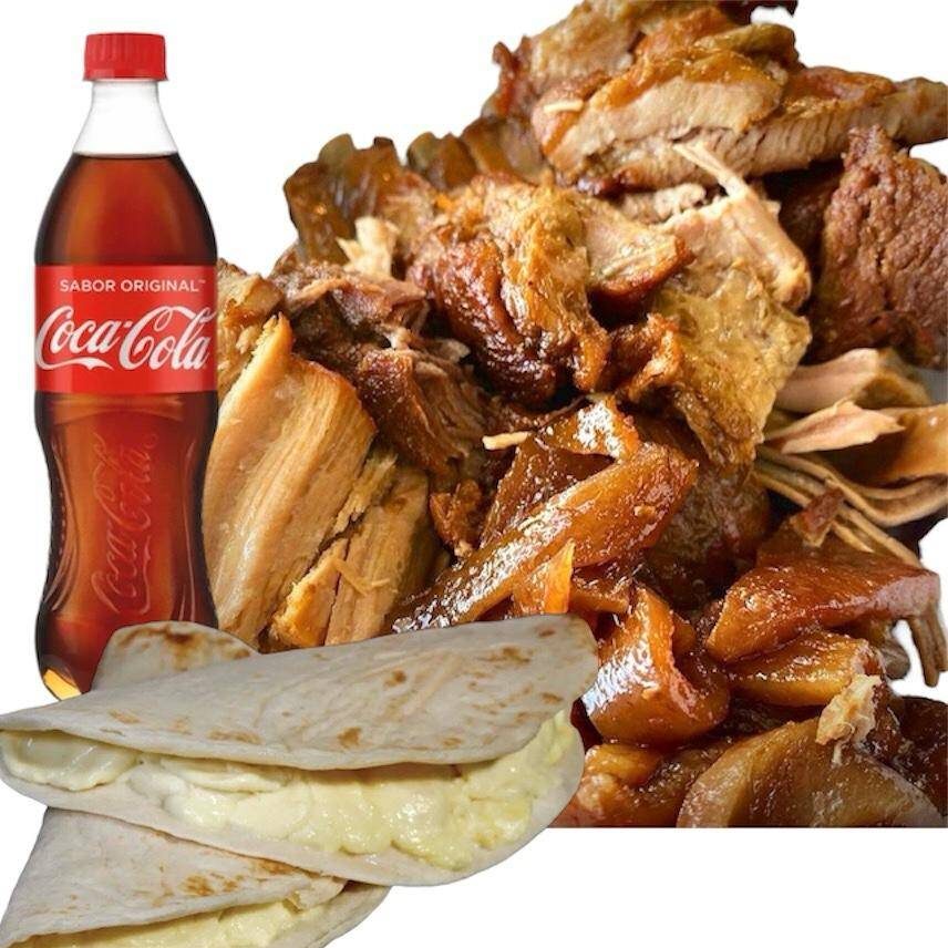 1/4 Kg Carnitas + Quesadilla Sencilla + Refresco