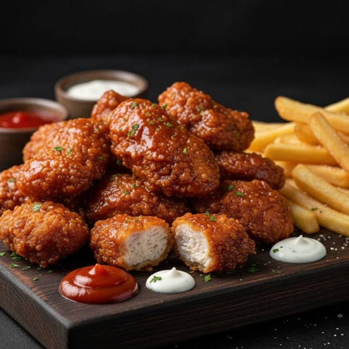 Boneless con Papas y Vegetales (6 Piezas)