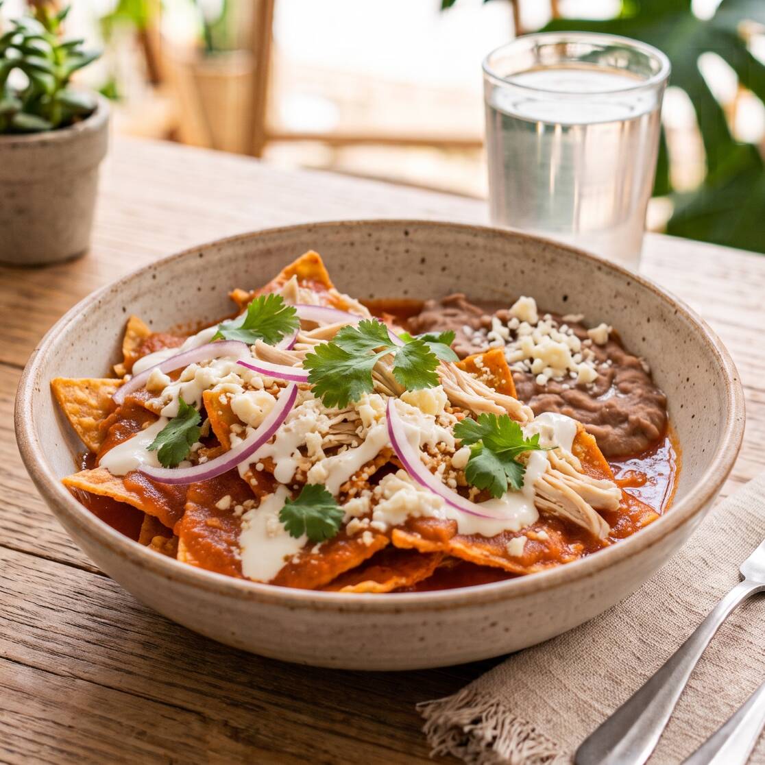 Chilaquiles Rojos Pollo