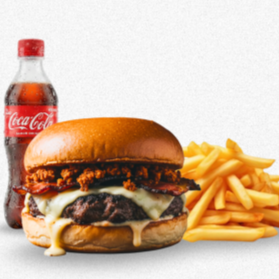 Burger Km 18 Doble en Combo ( 2 Carnes )