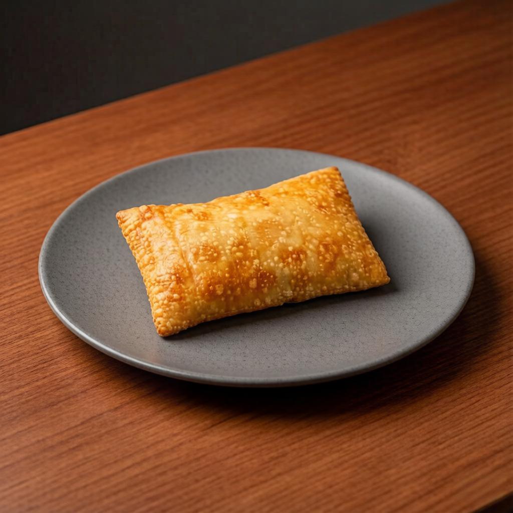 Pastel de queijo mussarela c/cubos de bacon grelhado.
