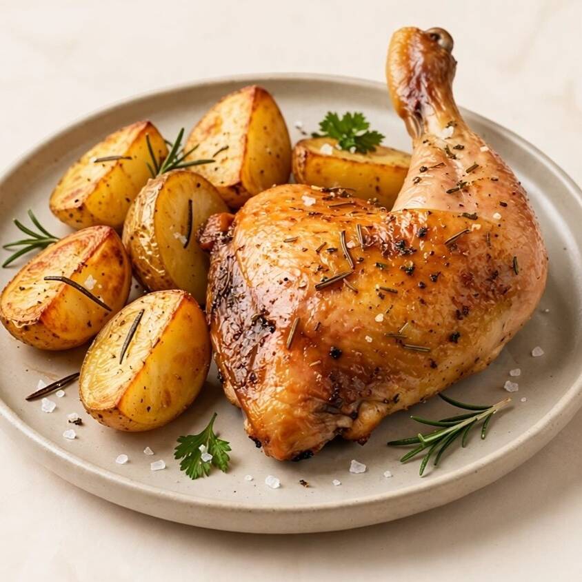 1/4 De Pollo Asado Con Papas