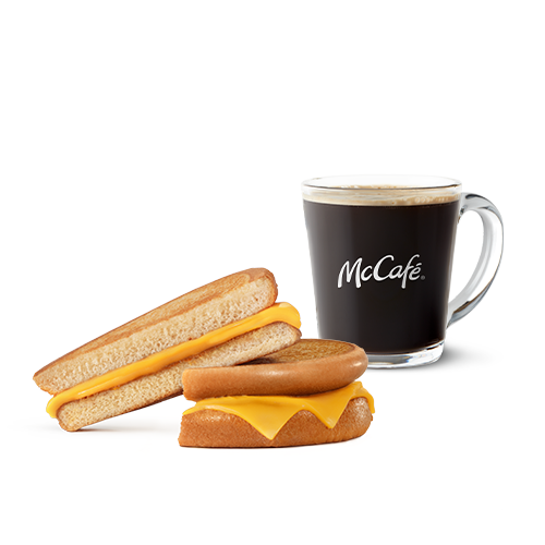 Composto por pão sem gergelim e duas fatias do delicioso queijo processado sabor cheddar. E uma bebida de sua preferência.