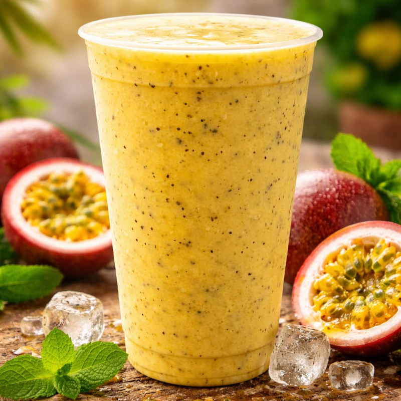 Batida artesanal bem gelada ❄️ Sabores: maracujá, morango, limão e abacaxi Ideal pra começar a noite 🍹