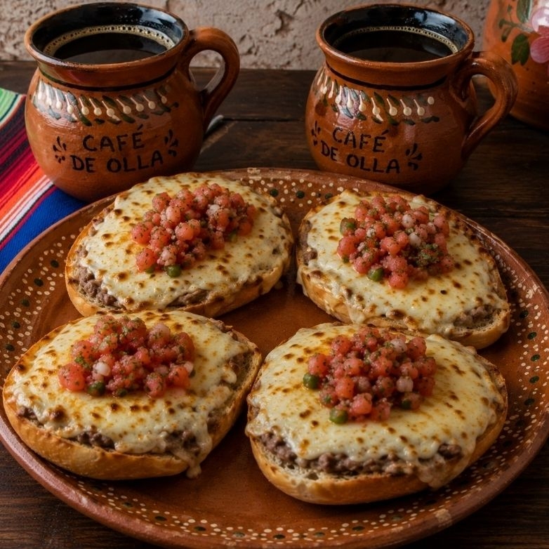 Combo 2 Molletes Salados + 2 Cafés de Olla