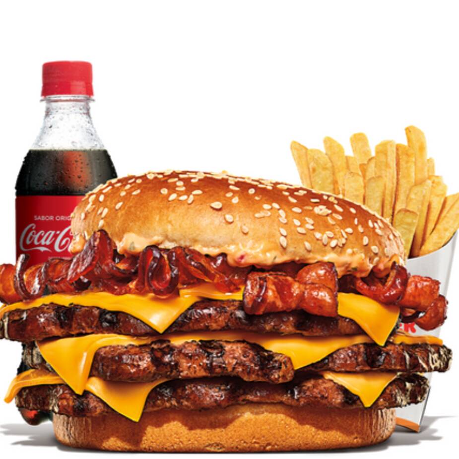 Hamburguesa triple carne más coca cola 600ml