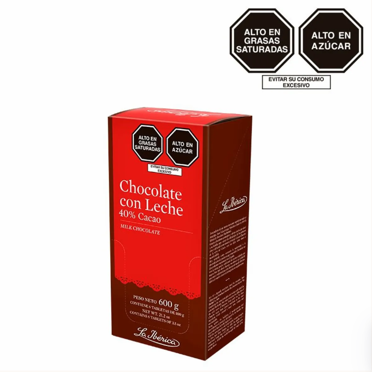 Tableta de Chocolate con Leche 100 g 6 Piezas