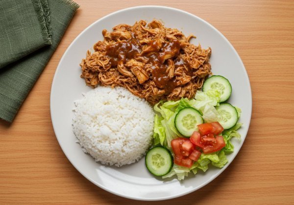 Pollo BBQ con Arroz y Ensalada