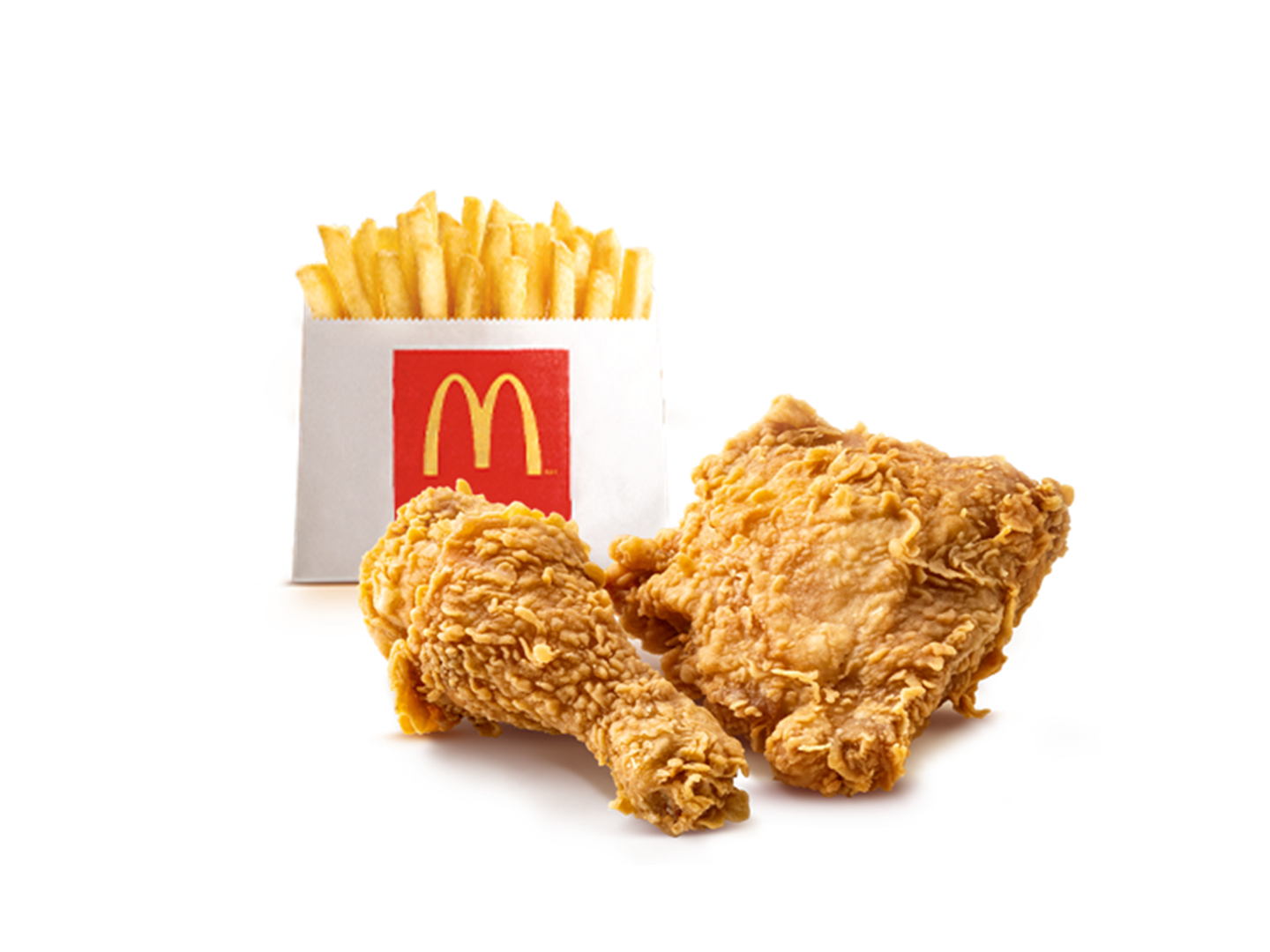 2 piezas de pollo con papas