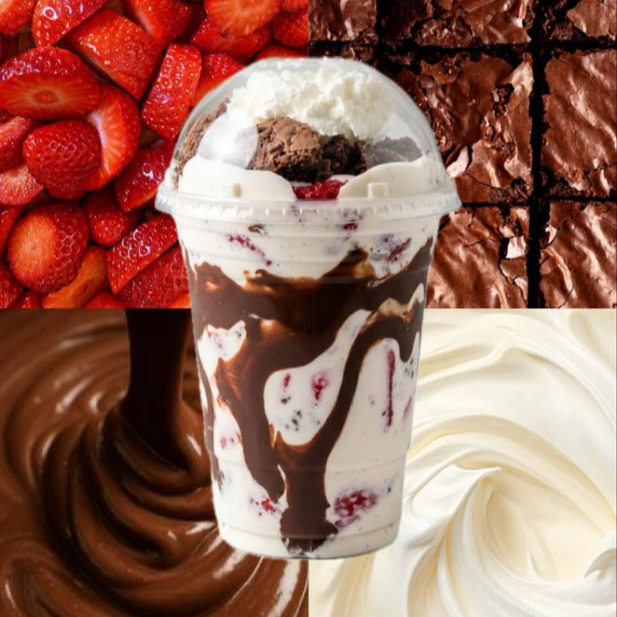 fresas con brownie