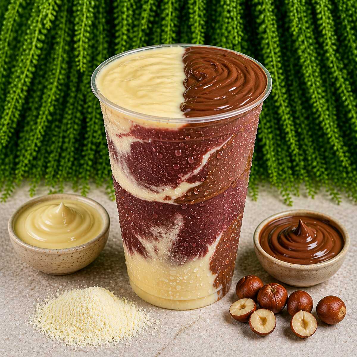 Delicioso Açaí Cremoso e Refrescante com Delicioso Creme de Avelã e Creme de Leite Ninho.
