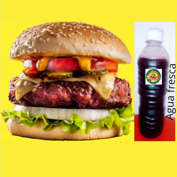 Hamburguesas chica y agua fresca