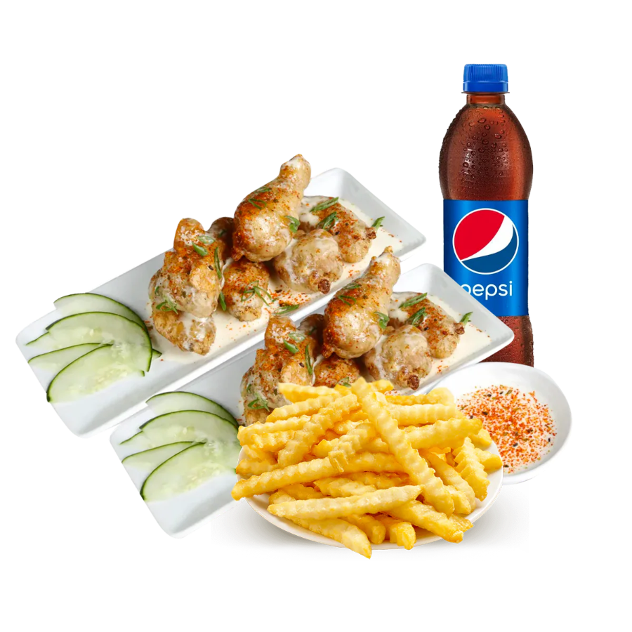 12 ALITAS ACEVICHADAS + 2 BEBIDAS