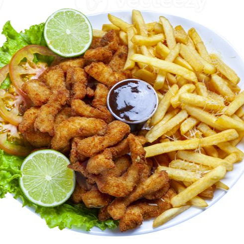 frango frito com batata frita