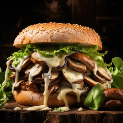 Hamburguesa Pollo Champiñones, Papas más Bebida