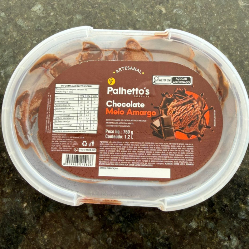 SORVETE CREMOSO DE CHOCOLATE MEIO AMARGO