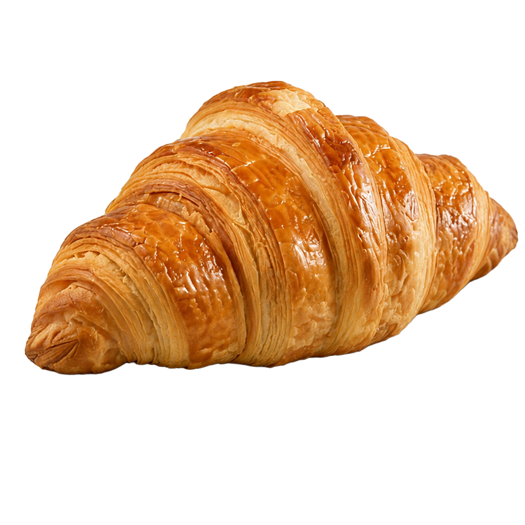 Croissant de massa leve e amanteigada.