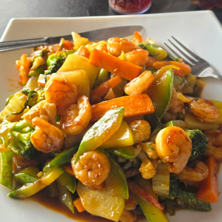 Vegetales con Camarones