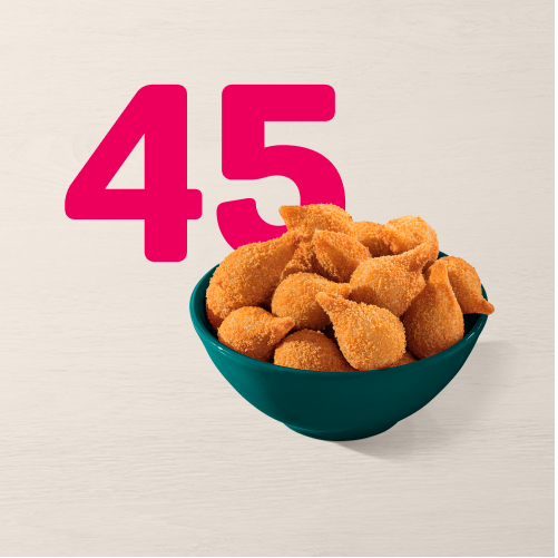 A Minicoxinha do Ragazzo é a definição de perfeição! Escolha 45 Minicoxinhas de qualquer sabor. Cuidado, recheio quente.