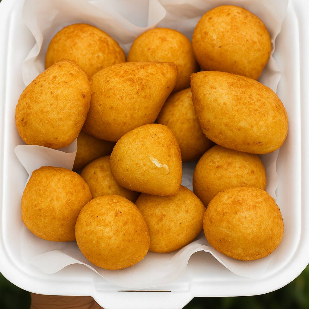 uma porção feita com 10unidades do nosso salgado frito na hora da entrega