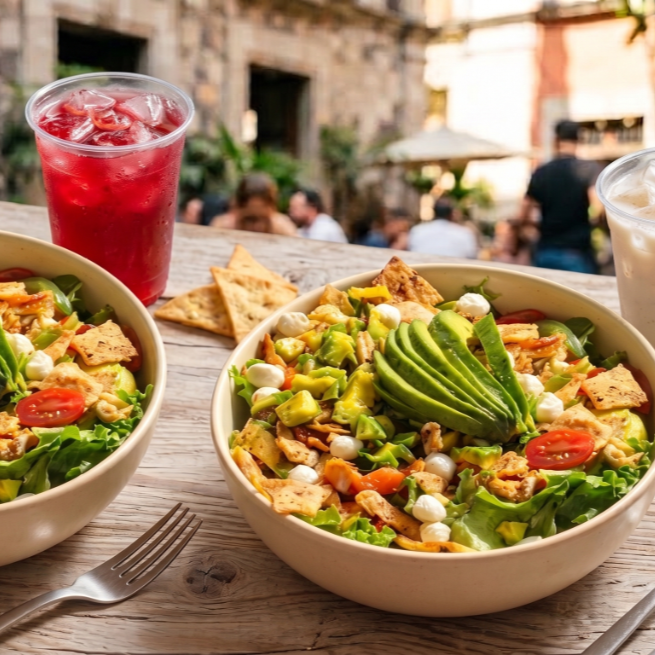2 ensaladas mexa + 2 aguas del día