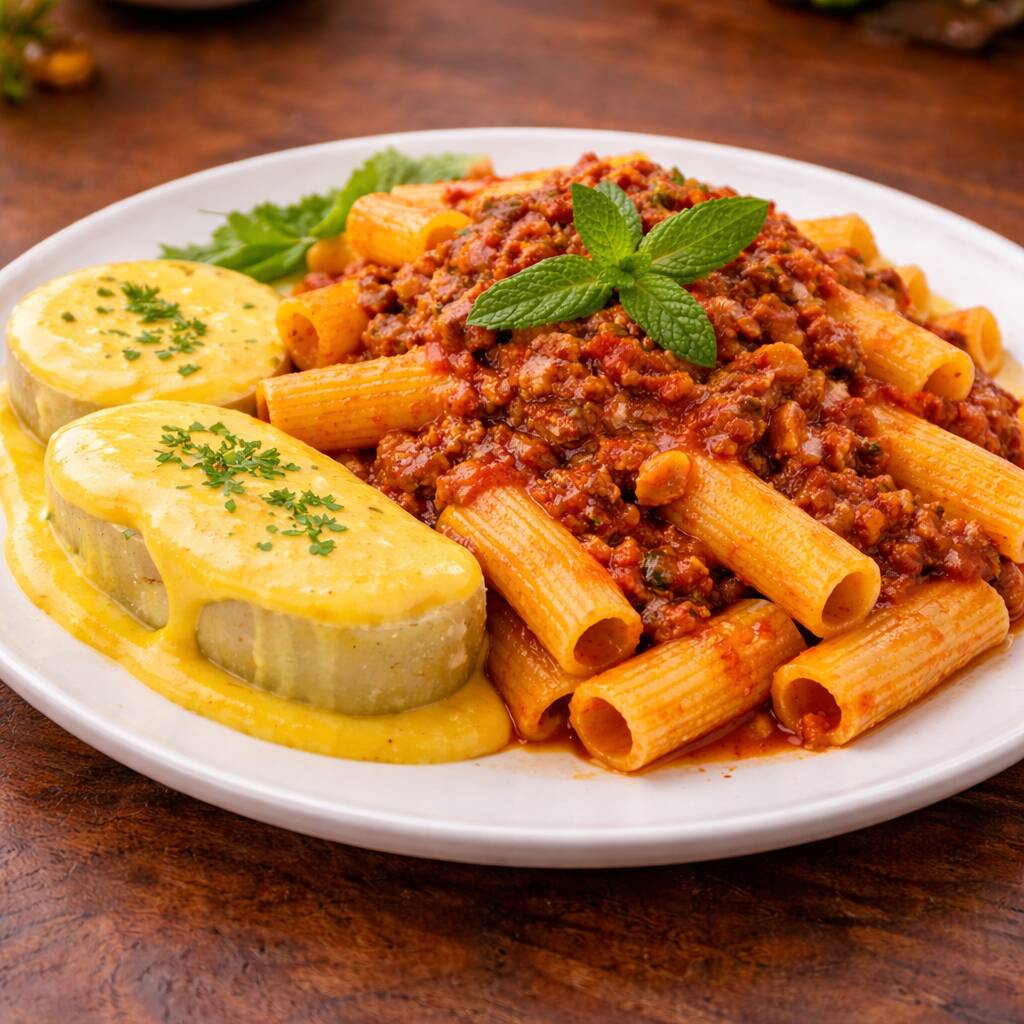 Macarrones a la Boloñesa C/huancaína