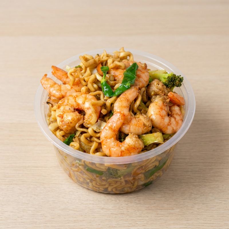 Saboreie nosso delicioso 'Yakisoba de Camarão 500g', uma estrela em nossa categoria 'Os campeões na 99food!'. Este prato é uma combinação perfeita de camarões suculentos, cuidadosamente salteados, com uma seleção variada de legumes frescos como repolho roxo e verde, brócolis e cenoura, tudo envolto em um irresistível molho especial. A couve acrescenta uma textura crocante a cada garfada, tornando esta refeição uma experiência culinária verdadeiramente deliciosa e equilibrada. Aprecie cada pedaço!