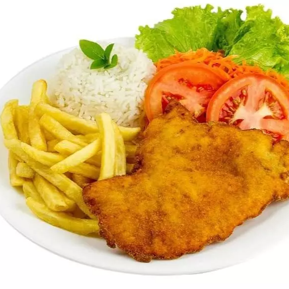 Milanesa de Pollo con Papas Fritas y Arroz