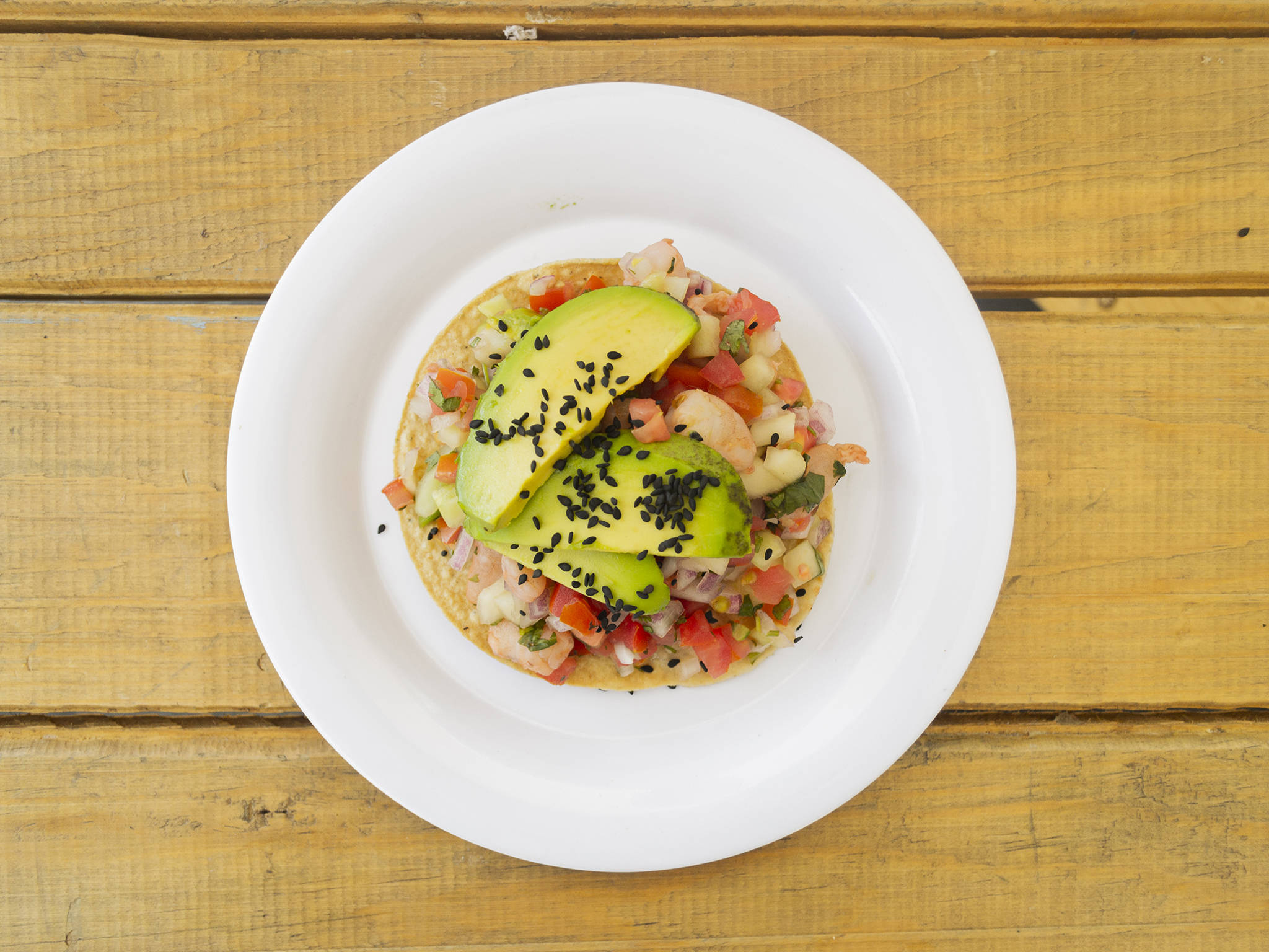 Tostada Ceviche de Camarón