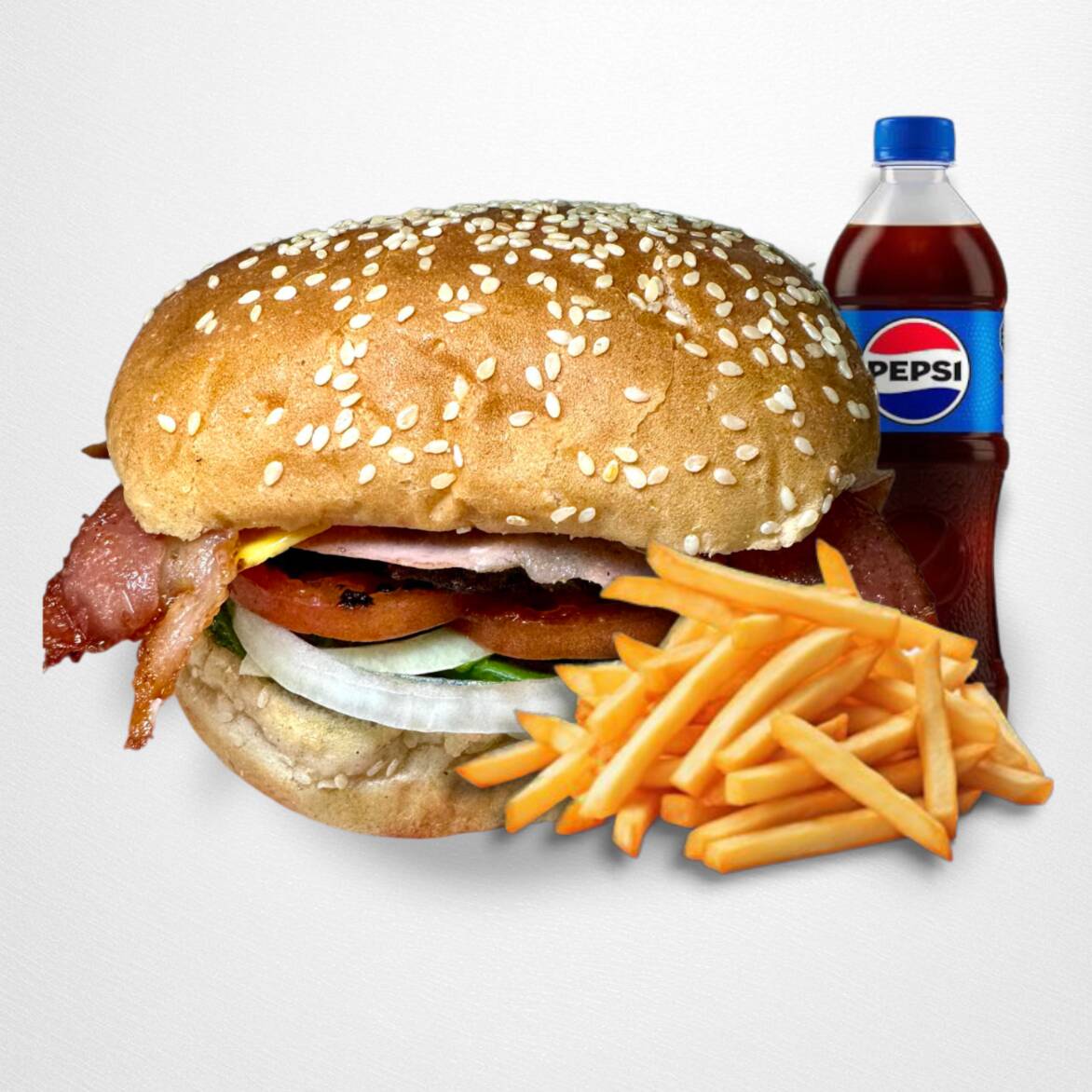 Burger Tocino + Papas + Pepsi 600 ml