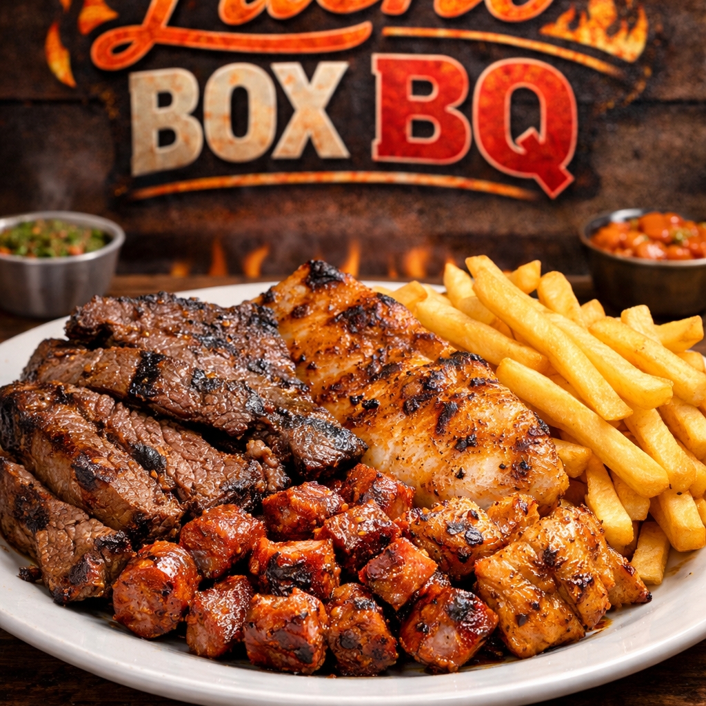 Carne de res 125g + pechuga 125g + chorizo artesanal 130g