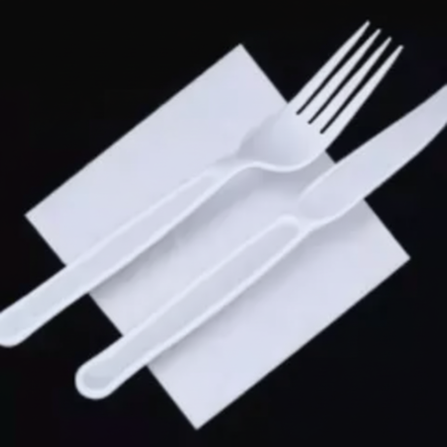 Kit de garfo, faca e guardanapo - descartáveis