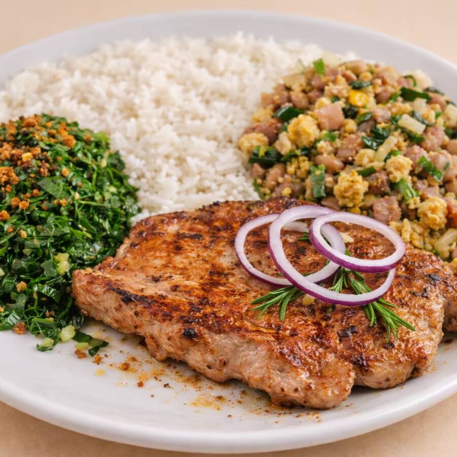 Arroz, Feijão Tropeiro, Pernil E Couve.