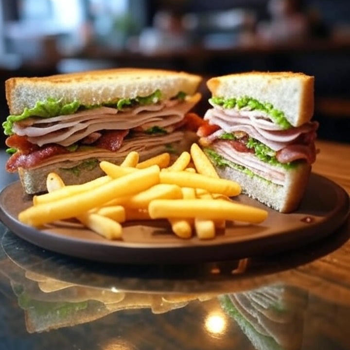 Club Sandwich con Papas a la Francesa o Chips