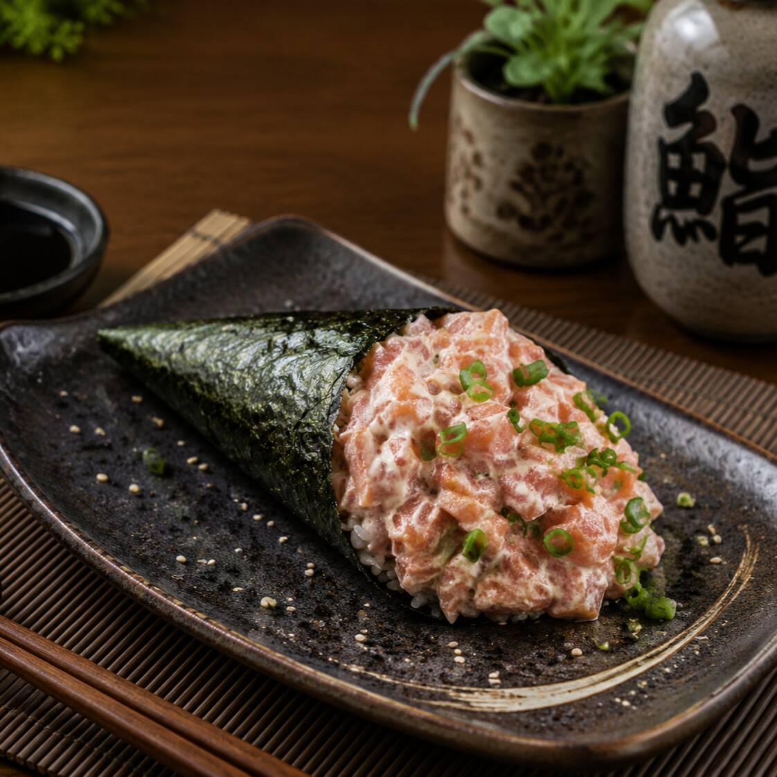 Combo com 2 temakis Philadelphia preparados com salmão fresco, cream cheese e arroz japonês temperado, enrolados em nori crocante. Acompanha Coca-Cola 350ml.