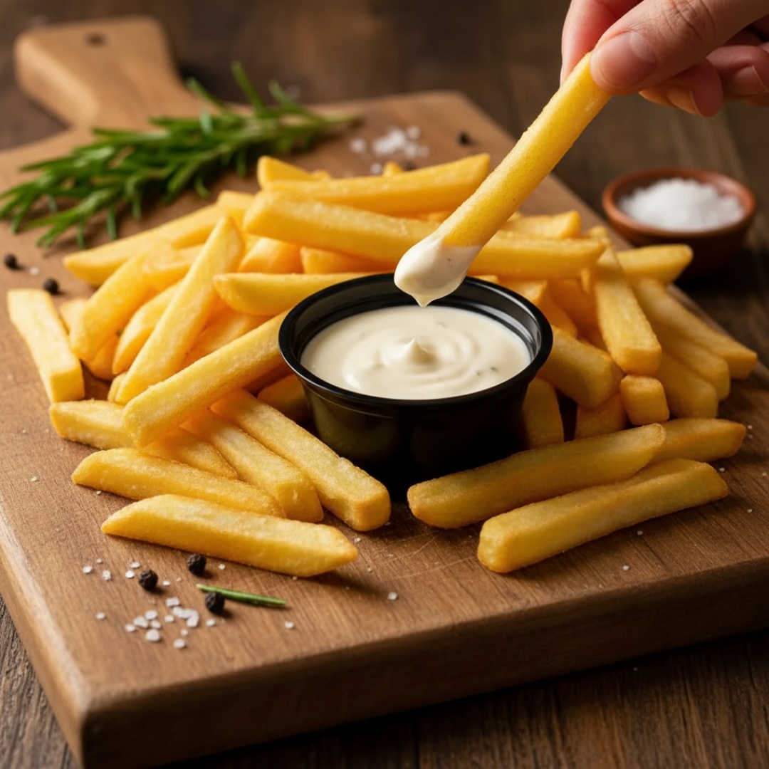 Experimente nossa irresistível batata frita palito. Crocantes por fora e macias por dentro, são finalizadas com um tempero exclusivo da casa. Acompanha molho da casa.
Sugestão: Se ficarem frias ou murchas, dê vida nova na Airfryer ou forno por 2 minutos. Irresistíveis!